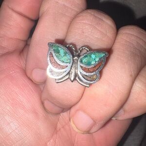 Sterling Silver Butterfly Ring with Turquoise